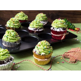 Dajar AMBITION Muffin Mould Muffin Baking Mould Licorice 12 Muffins Mini Muffins Baking Tray Cupcake Carbon Steel Non-Stick Coating