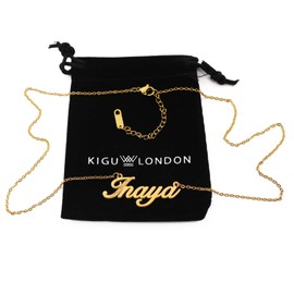 Inaya Kursiv Personalisierte Namenskette mit Zirkonia vergoldet Custom zierliche Namensanhänger Schmuck für Damen Freundin Mutter Schwester Freunde