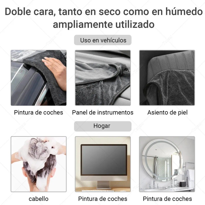 2pzs Trapo Toalla Grande Microfibra Secado Autos Paño Seco