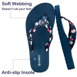 Ampeo - Sandalias de playa para mujer, cómodas y informales, para verano, con soporte de arco, Floral Blue a, 23 cm
