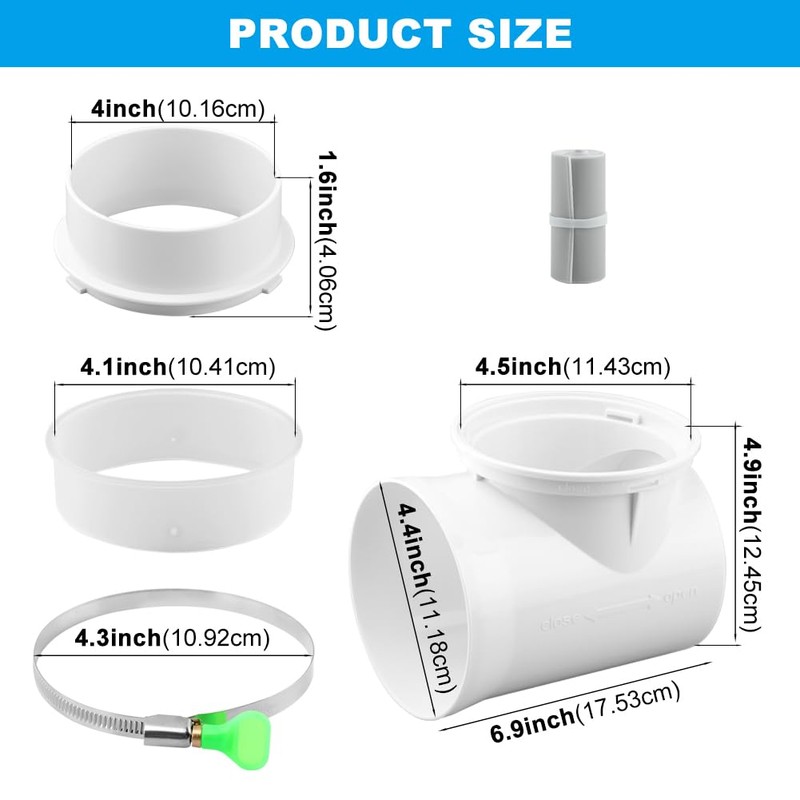 4" Dryer Vent Connector Kit with 90° Elbow - Heat-Resistant,