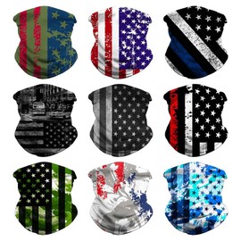 Headband Bandana Head Wrap Scarf Neck Warmer Headwear Balaclava for Sports (9PCS Flag -A)