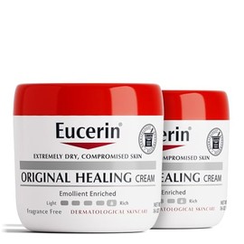 Eucerin Eucerin Original Healing Cream, Unscented Body Cream for Extremely Dry, Sensitive and Compromised Skin, Emollient Enriched Body Moisturizer, 16 Oz Jar, Pack of 2