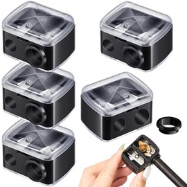 Chuangdi 5 Pcs Makeup Pencil Sharpener 3 in 1 with Cover, Size Adjuster, Lip Liner Pencil Sharpener Cosmetic Pencil Sharpener Double Barrel for Small and Extra Large Eyeliner Lip Liner Brow Pencils