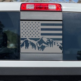 CONGCONG for 2015-2022 Ford F150 F250 F350 Back Middle Window Decal Mountain American Flag Rear Sliding Window Sticker
