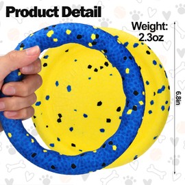 Floating Dog Toys –E-TPU Water Pool Fetching Toy with Rope for Small Medium Large Pet, Ring and Plate Shape Indestructible Interactive Dog Chew Toys for Summer Outdoor Training Fun (Blue+Yellow)