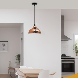 LEDSone Industrial Ceiling Pendant Light Shades, Retro Vintage Style Curvy Dome Shaped Pendant Lamp Shade for Pendant Ceiling Lights for Pubs, Cafes, and Restaurants (Rose Gold)