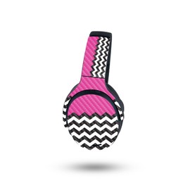 MightySkins Carbon Fiber Skin Compatible with Skullcandy Crusher ANC 2 - Hot Pink Chevron | Protective, Durable Textured Carbon Fiber Finish | Easy to Apply