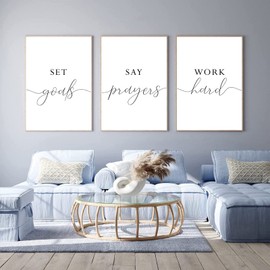 Office Wall Art Decor Inspirational Canvas Wall Art Positive Quotes Wall Decor Set Goals Say Prayers Work Hard Wall Art Office Artwork Pictures for Home Office Decor 16x24x3 Inch Unframed