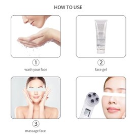 Máquina Belleza Facial RF Electroporación EMS LED 6 Colores Cara Anti Arrugas acné cicatrices con USB Carga Portátil Reafirmante Facial Piel Rejuvenecimiento masaje Belleza dispositivo (Sin Caja)