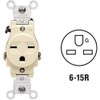 Leviton 15-Amp, 250-Volt, Narrow Body Single Receptacle, Straight Blade, Commercial