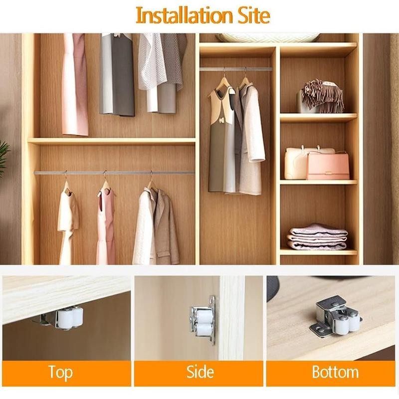 Cold Rolled Steel Cupboard Closet Cabinet Door Double Ball Roller