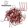 AMZfishing® 20 x Laser-Sharpened Red Worm Hooks in 10 Sizes