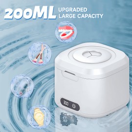 Doeean Ultrasonic Retainer Cleaner Machine Retainer Cleaner For Dentures 6 Uv-C Lamps Suitable For Cleaning Jewelry, Watches, Toothbrushes, And Makeup Brushes 49khz Low Decibel Work (White)