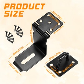 Mailbox Latch, 90 Degree Hasp Latch, Right Angle 304 Stainless Steel Padlock Hasp Lock for Right Angle File Cabinet, Desk Drawer, Tool Box, Mailbox, Bookcase, Drawer (Black-1pc)