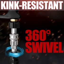 VIVIDWASH Kink-Resistant 3/8" Pressure Washer Hose 4800PSI(50FT),Steel Wire Braided Wear Resistant Rubber for Commercial, Industrial and Residential Use,Hot&Cold Water Hose with 3/8" Quick Connect