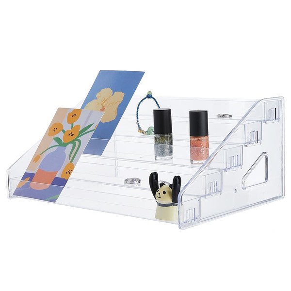 DICOSMETIC 5-Tier Plastic Card Display Stand 30x21.3x13.4cm Clear Nail Polish