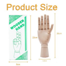 WEZCHUGHAOL 11.8-inch Realistic Art Wooden mannequins, Flexible and Movable Fingers and Wrist Joints, Left and Right Hand Art mannequins for Sketching, Painting, Hand Jewelry Display (Right)