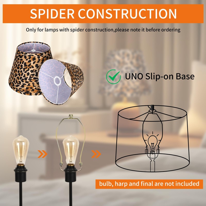 Fold Lamp Shades Set of 2 Leopard Print 7" Top