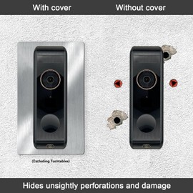 YJNBEST Stainless Steel Faceplate, Silvery Faceplate for Video Doorbell, Video Doorbell Bracket, Sign, Fixing, Wall Plate for Wireless Bell (Silvery 110)