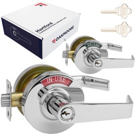 Keyed Entry Commercial Door Handle Chrome | Heavy Duty Commercial Door Locks with Indicator | Restaurant, Store, Hospital, Warehouse | Locking Occupied Door Lever Lock with Key Chrome