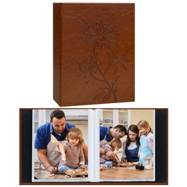 Vienrose Small Photo Album 2 Pack Vegan Leather Cover Photo Book Each Pack Features 26 Pockets Holds 52 4×6 Vertical Phptos Picture Album for Family Wedding Baby Anniversary(Brown)