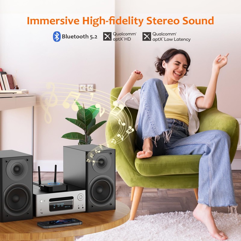 [Upgraded] 1Mii B06Pro Long Range Bluetooth Receiver, HiFi Wireless Audio