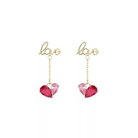 Avance love Love Heart Stone Earrings, Gold, Cute, Women's, Metal