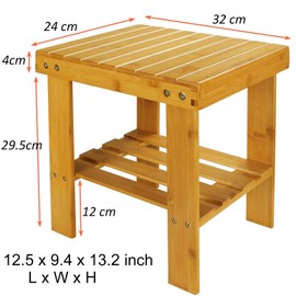 STARVAST Small Bamboo Step Stool Shoe Bench Multi-Functional Wooden Stool Seat Kids Foot Stool Ideal for Entryway Foyer Hallway Garden - Large Size