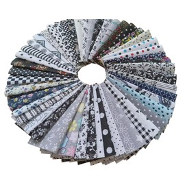 50pcs 10x10 cm Gray Cotton Craft Printed Fabric Bundle Squares Patchwork DIY Handmade Material Set Bundle Home Crafts Sewing Scrapbooking Quilting
