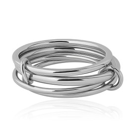 Meissa 925 Silber Stapelring Verflochtene Stapelringe für Damen Verbundener Stapelbandring Multi-Ring Daumenring Zeigefinger Knöchelringe Süßer Ring, Set aus 4 Silber, 54