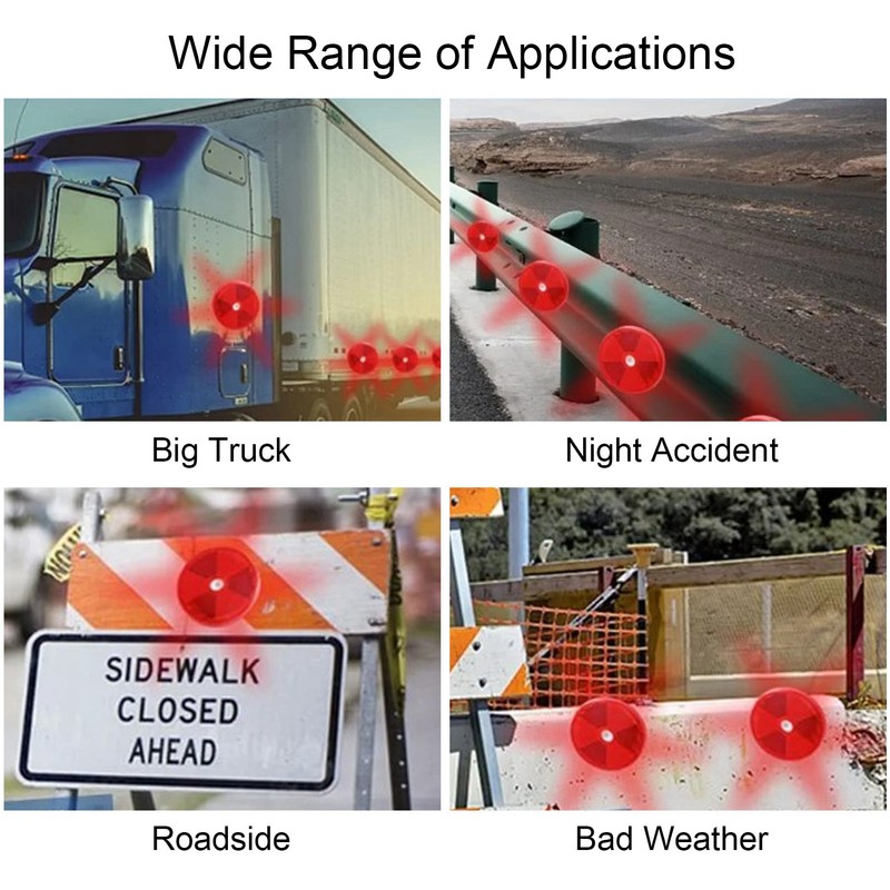 12PCs Round Reflector Red Reflective Sticker Waterproof Signal Warning for