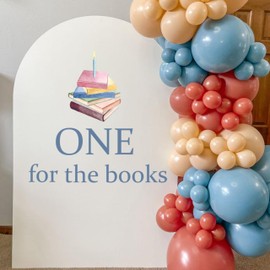 Upfirst One for Books Decal - Storybook 1st Birthday Decoration,Reading Library fi rst Birthday Decor for Girls or Boys,Books Sign Decal for Balloons Arch Backdrop (blue book decal)