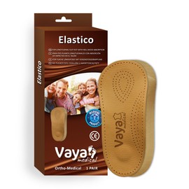 Vaya Medical Orthopeadic Insoles for Longitudinal Flat Feet Leather Insole 3/4 Insoles for Women and Men Elastico Brown 42 Size 8