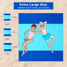 Gorich Beach Blanket Sandproof Waterproof, Extra Large Sand Free Beach Mat Fits up to 8 Adults, Lightweight & Quick Drying Picnic Mat for Outdoor Beach Travel Camping Hiking (SkyRoyal, 10'x9' FT)