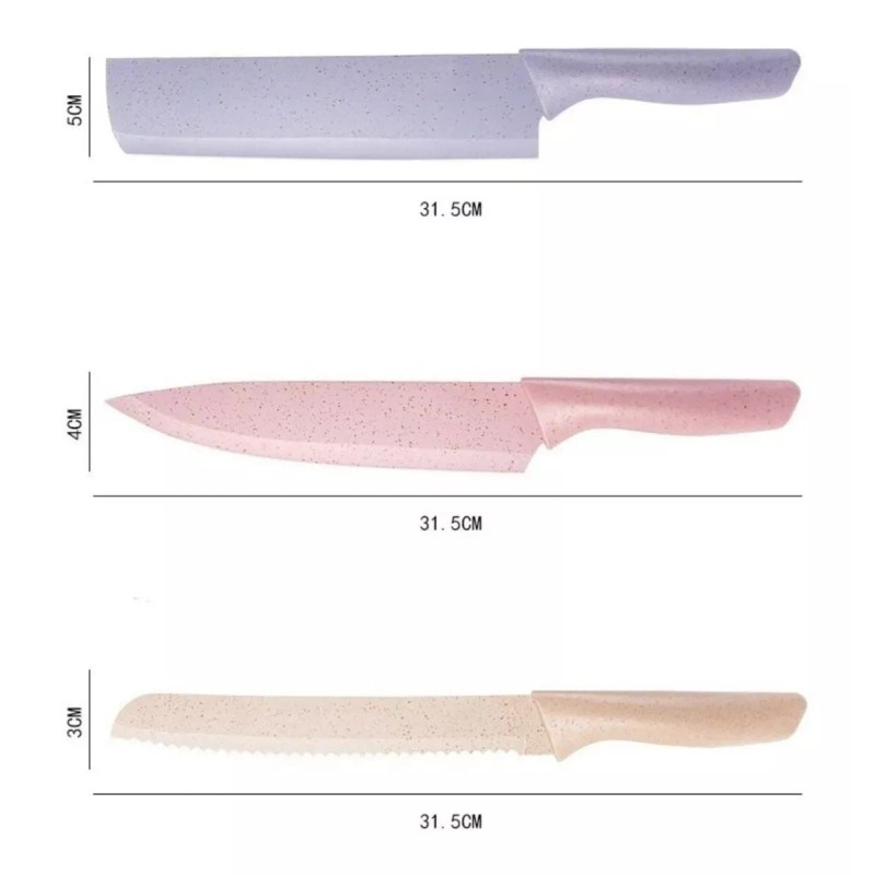 DAS Cuchillos De Cocina Chef Acero Inoxidable 6 Colores Pastel