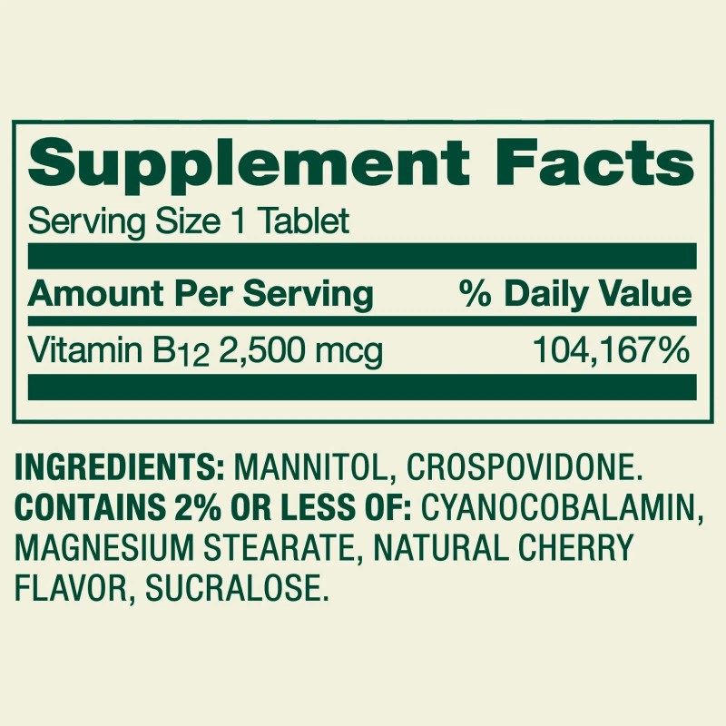 Spring Valley Vitamin B12 QuickDissolve Tablets Dietary Supplement 2500 Mcg