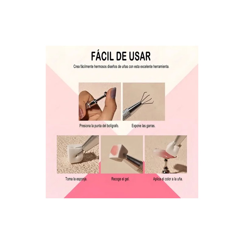 Esponjas Suaves Para Uñas Con Degradado Y Bolígrafo Agarre