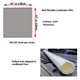 Flexible Lenticular Lens Sheet Film - 65LPI, Great for Magic Trick, Holographic, Magic Tricks, 3D Flip-Image Printing, Illusion on Cylinder, Wearable Applications (Soft Lenticular 47x47", 65LPI)