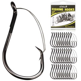 20PCS Weedless Hooks Weedless Circle Hooks for Catfish Bass Fishing Weedless Fishing Hooks for Saltwater Freshwater Catfish Hooks Size 8/0