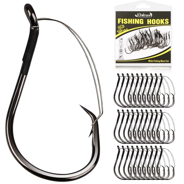 20PCS Weedless Hooks Weedless Circle Hooks for Catfish Bass Fishing