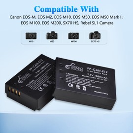 Pickle Power LP-E12 Battery and LED Dual USB Charger for Canon PowerShot SX70 HS, EOS M M2 M10 M50 M100 M200, M50 Mark II, Rebel SL1 Digital Camera