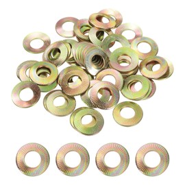 PATIKIL M12x26x1.8mm Flat Washers 50Pcs 65Mn Steel Belleville Spring Disc Washer Conical Knurled Metric Gasket for Automotive Industrial Construction (Yellow Zinc Plating)