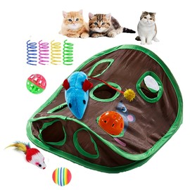 9-Way Collapsible Pet Cat Tunnel Tube Toy, Tunnels for Indoor Cats, Kitty Ball Toy (Nine Hole cat Tunnel（9 Random Toys）)