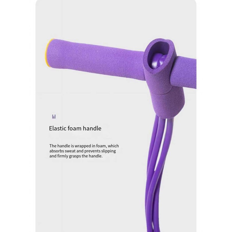 4-Strand TPE Exercise Band with Handle, Pink and Purple, Elastic