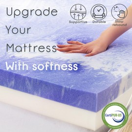 ZEO-SLEEP Memory Foam Mattress Topper 4 Inch Gel Ventilated Design Pressure Relieve Mattress Pad Soft Breathable Bed Topper, CertiPUR-US Certified, Short Queen Size
