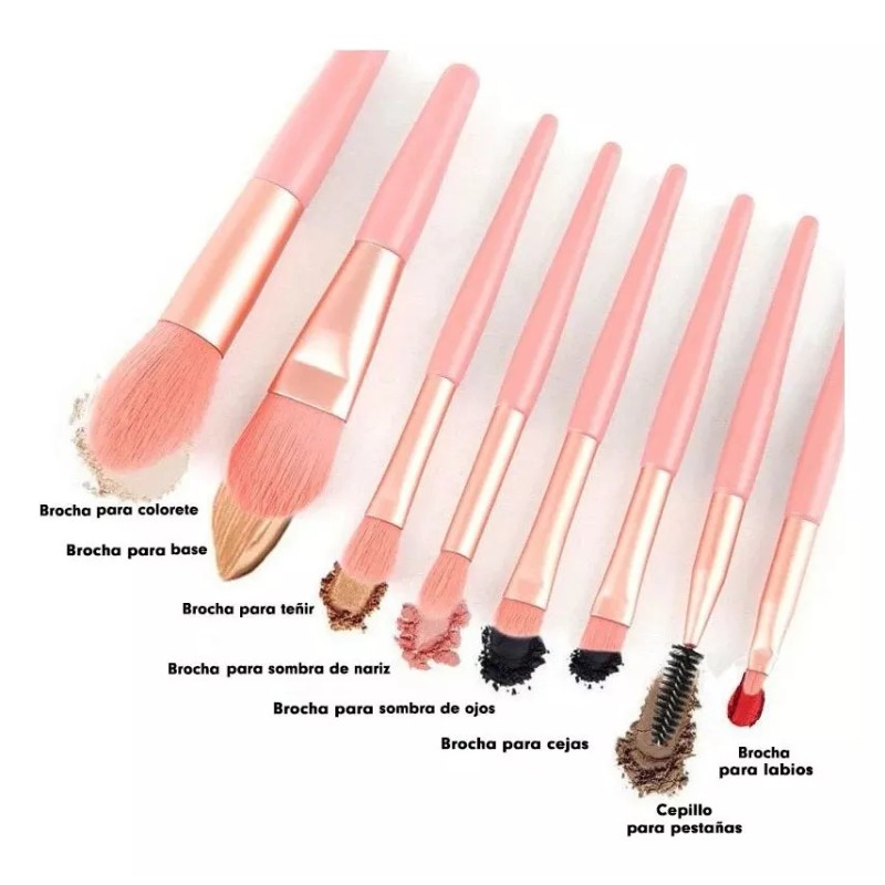 YMJ Set De Brochas Maquillaje 8 Piezas Profesional Estuche Viaje