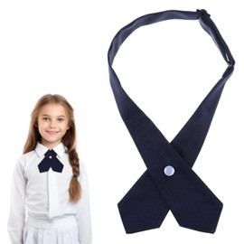 Adjustable French Uniform Ties for Girls, Solid Color Pre-tied School Uniform Ties, Navy Blue Cross Women Bow Tie, Criss-Cross Neck Tie for Girl Boy Women Men, Back To School Accessories