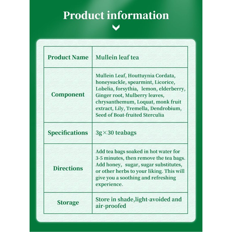 Mullein Tea Bags for Cleanse, Respiratory Support and Mucous Membranes,