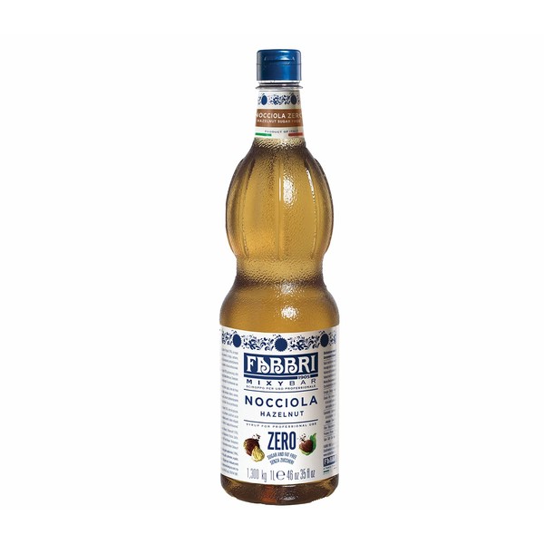 Fabbri Flavoring Syrup, Hazelnut Zero Calories, Made in Italy, 33.8 Ounce (1 Liter)